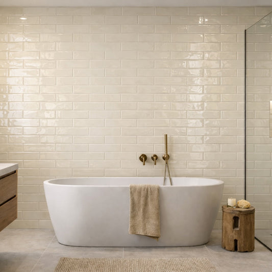 Lucia Sand Cream Gloss Wall Tiles 7.5x30cm