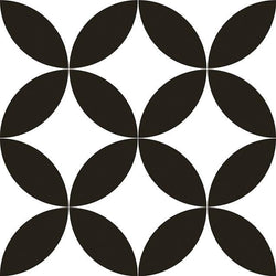 Petals Black Feature Tile 22.5x22.5cm - Metro Tiles
