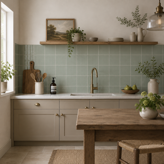 Modern Square Sage Green Flat Gloss 15x15cm
