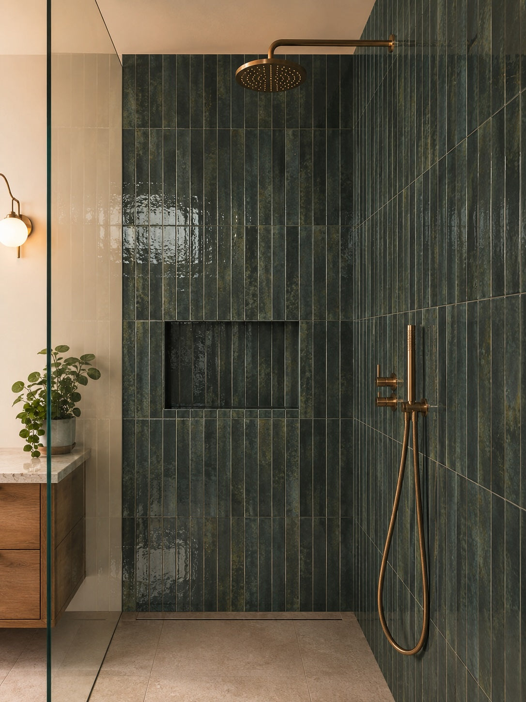Subway Forest Green Wall Tile 5x40cm