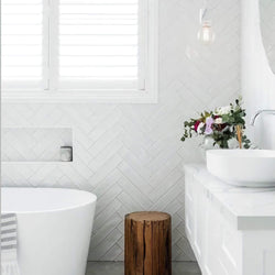 Dorset White Gloss Ceramic Wall Tiles 7.5x30cm