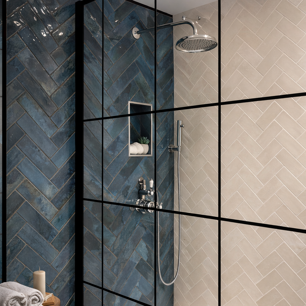 Verona Ink Blue Ceramic Wall Tiles 7.5x30cm