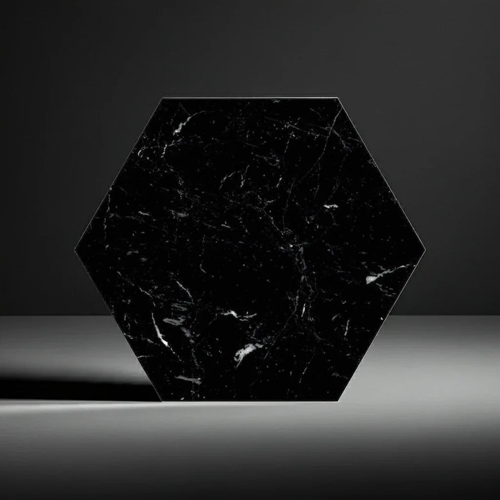 Hexagon Nero Black Marble Wall And Floor Tiles 23x27cm - Metro Tiles