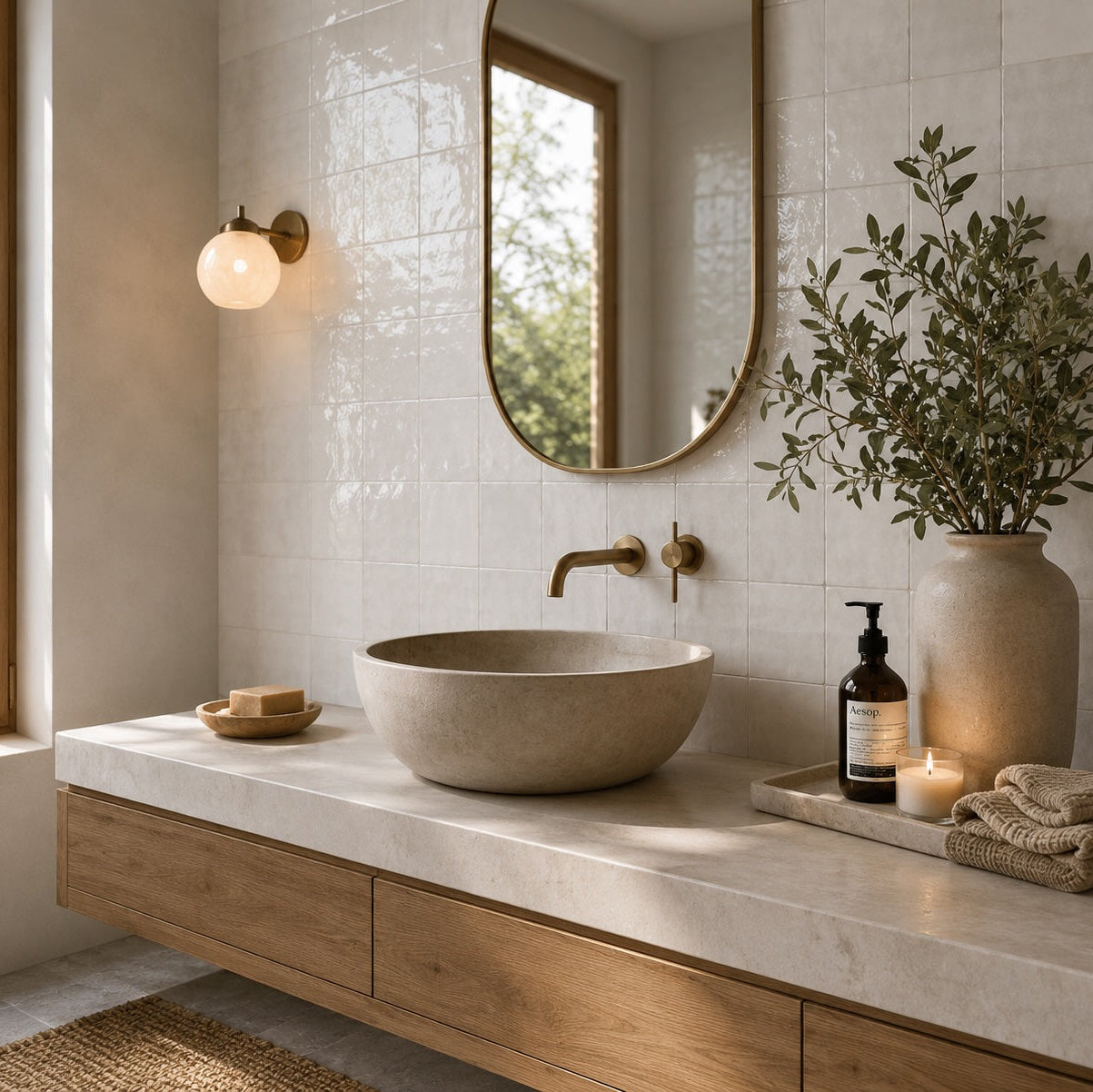 Zellige Pearl White Gloss Wall Tiles 13x13cm