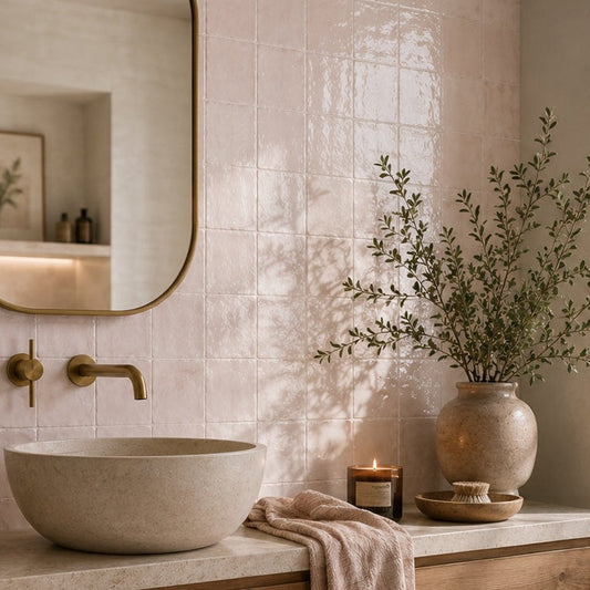 Zellige Pink Blush Gloss Wall Tiles 13x13cm