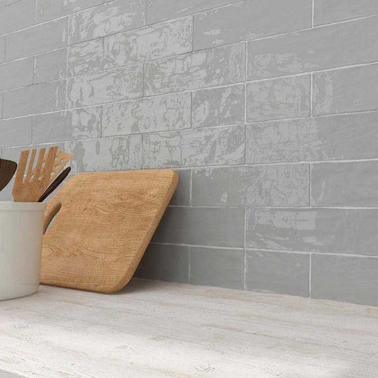 Cotswold Dove Grey Gloss Handmade Effect Wall Tiles 7.5x30cm - Metro Tiles
