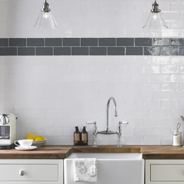 Cotswold Snow White Gloss Hand Made Effect Wall Tiles 7.5x15cm - Metro Tiles