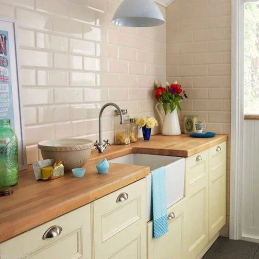 Brick Metro XL Cream Gloss Wall Tiles 10x30cm - Metro Tiles