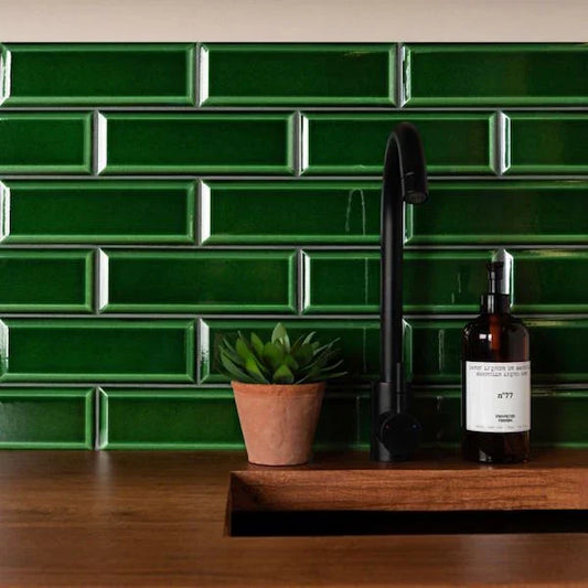 New York Metro Crackle Victorian Green Wall Tiles - Metro Tiles