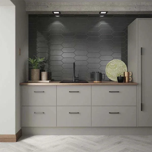 Picket Charcoal Grey Gloss Wall Tiles - Metro Tiles
