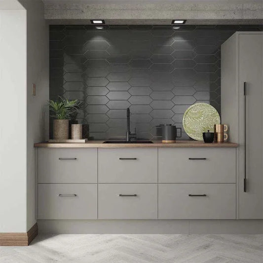 Picket Charcoal Grey Gloss Wall Tiles - Metro Tiles