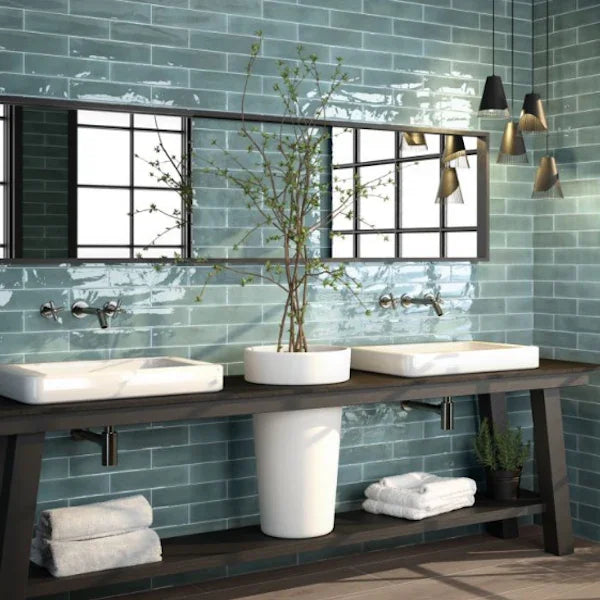 Opal Turquoise Gloss Wall Tiles 7.5x30cm - Metro Tiles