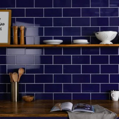 Metro Cobalt Blue Flat Gloss Wall Tiles 10x20cm - Metro Tiles