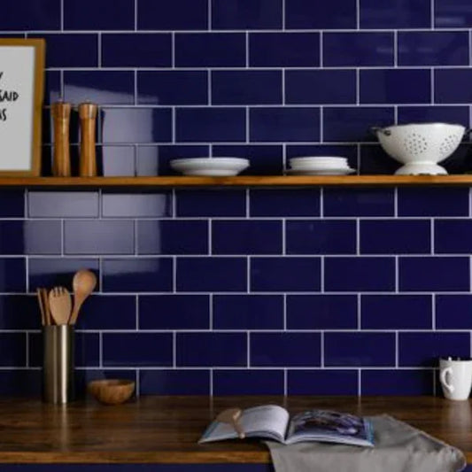Metro Cobalt Blue Flat Gloss Wall Tiles 10x20cm - Metro Tiles