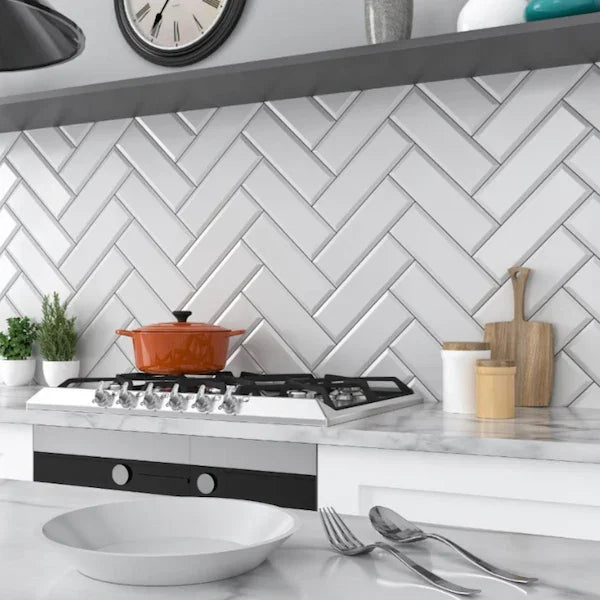 Brick Metro XL White Gloss Wall Tiles 10x30cm - Metro Tiles