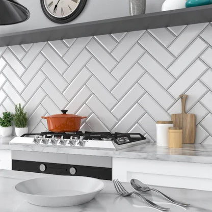 Brick Metro XL White Gloss Wall Tiles 10x30cm - Metro Tiles