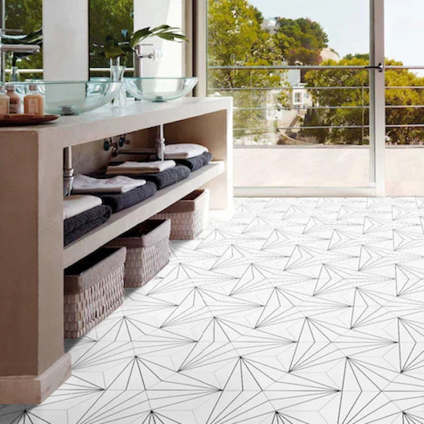 Palm Springs White Hex Tiles 21.5x25cm - Metro Tiles