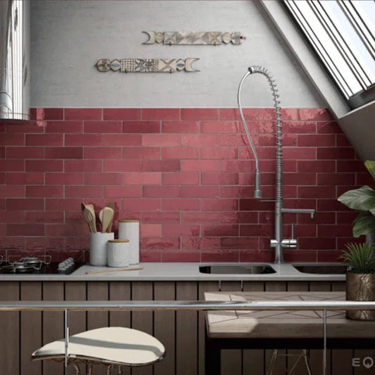 Artesano Burgundy Wall Tiles 6.5x20cm - Metro Tiles
