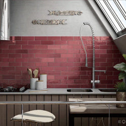 Artesano Burgundy Wall Tiles 6.5x20cm - Metro Tiles
