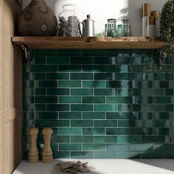 Artesano Moss Green Wall Tiles 6.5x20cm - Metro Tiles