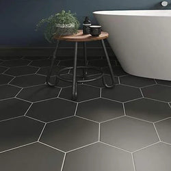 Hexagon Black Matt Floor And Wall Tiles 23x27cm - Metro Tiles