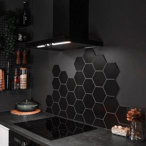 Hexagon Black Matt Floor And Wall Tiles 23x27cm - Metro Tiles