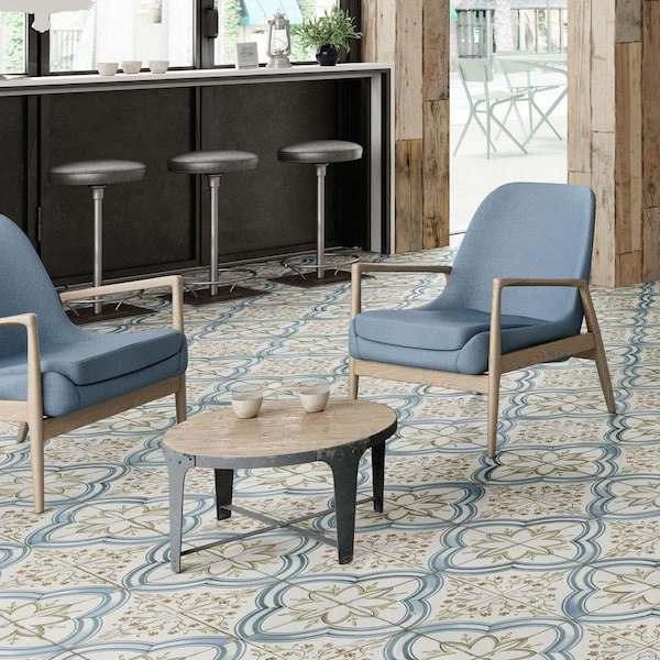 Bodega Blue Patterned Tiles - Metro Tiles