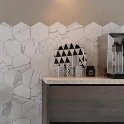 Hexagon Carrara Marble Wall And Floor Tiles 23x27cm - Metro Tiles