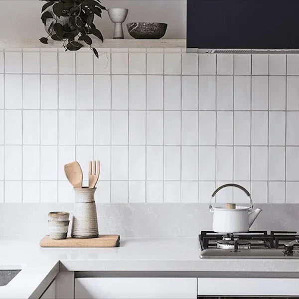 Cotswold Snow White Gloss Hand Made Effect Wall Tiles 7.5x15cm - Metro Tiles