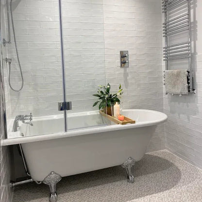 Cotswold Snow White Gloss Handmade Effect Wall Tiles 7.5x30cm - Metro Tiles