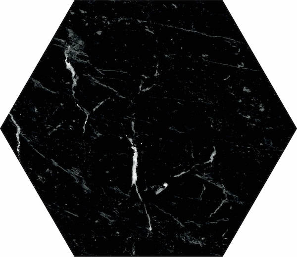 Hexagon Nero Black Marble Wall And Floor Tiles 23x27cm