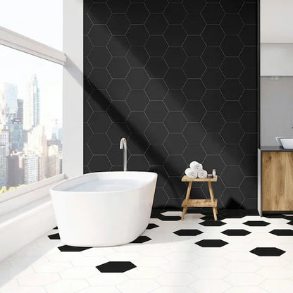 Hexagon Black Matt Floor And Wall Tiles 23x27cm - Metro Tiles