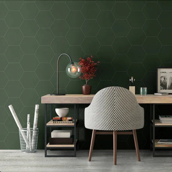 Hexagon Green Matt Wall And Floor Tiles 23x27cm - Metro Tiles