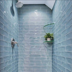 Lucia Aqua Blue Gloss Wall Tiles 7.5x30cm - Metro Tiles