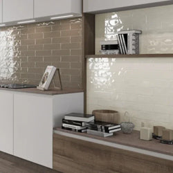 Lucia Sand Cream Gloss Wall Tiles 7.5x30cm - Metro Tiles
