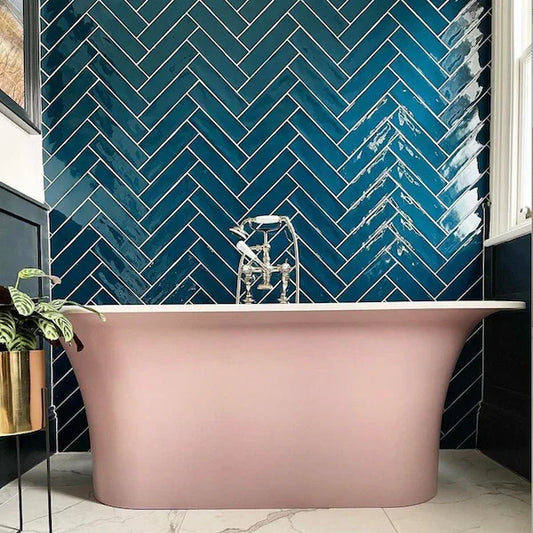 Lucia Tropical Green Gloss Wall Tiles 7.5x30cm - Metro Tiles