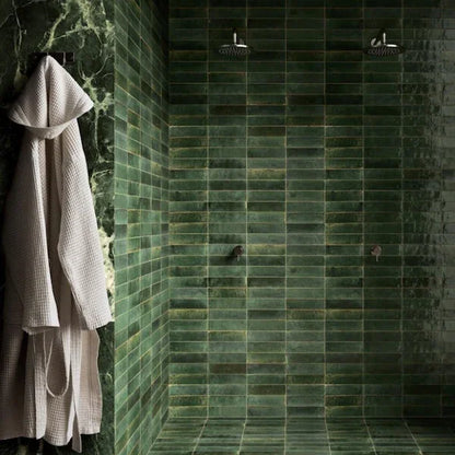 Lume Forest Green Wall And Floor Tiles 6x24cm - Metro Tiles