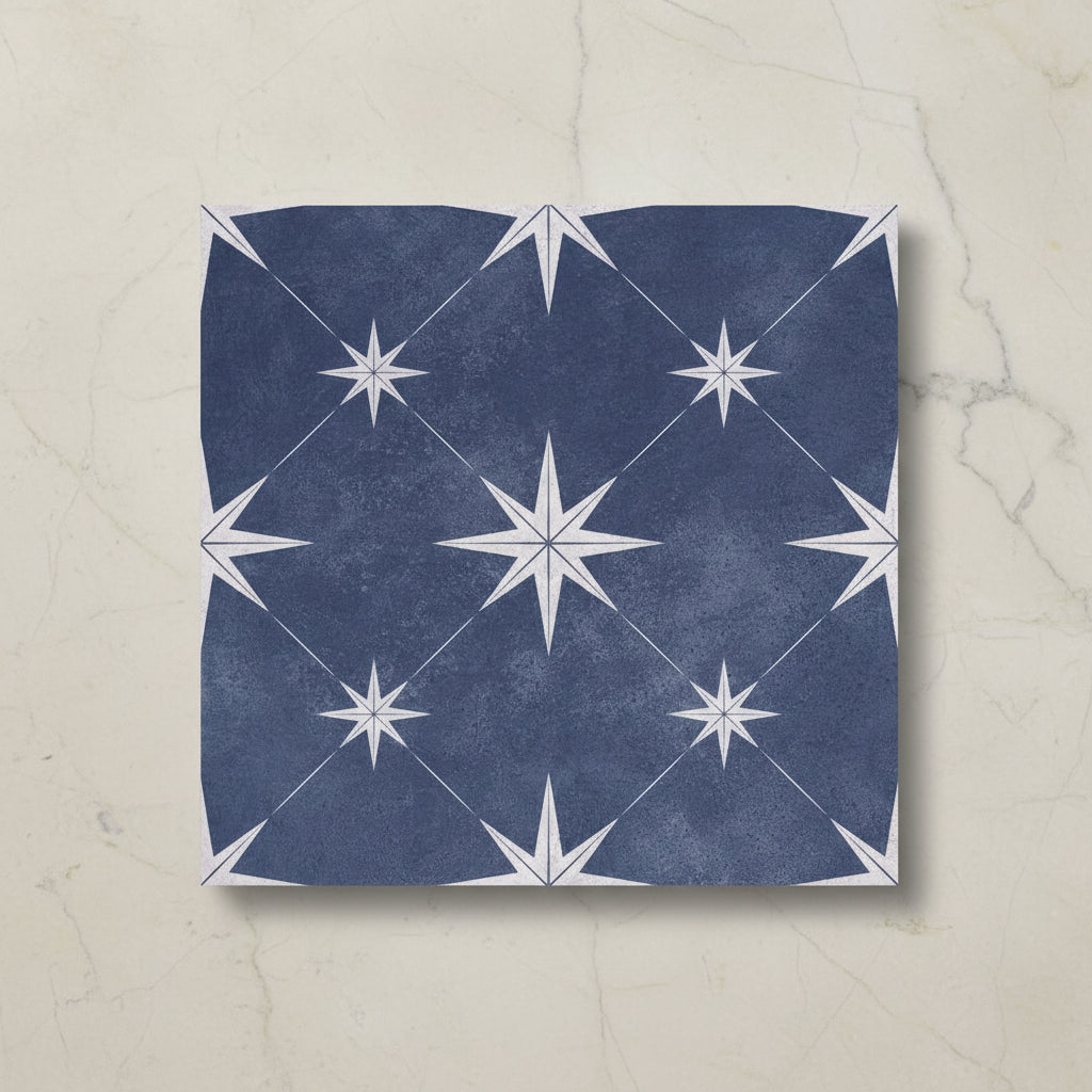 Luna Star Navy Blue Patterned Tiles - Metro Tiles