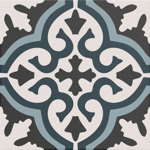 Madrid Blue Patterned Wall And Floor Tiles 25x25cm - Metro Tiles