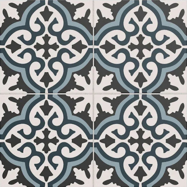 Madrid Blue Patterned Wall And Floor Tiles 25x25cm - Metro Tiles