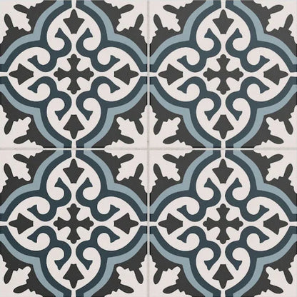 Madrid Blue Patterned Wall And Floor Tiles 25x25cm - Metro Tiles