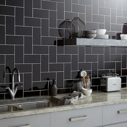 Metro Black Flat Gloss 10x20cm - Metro Tiles