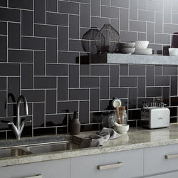 Metro Black Flat Gloss 10x20cm - Metro Tiles