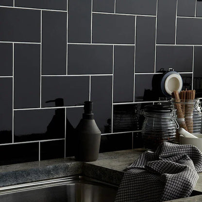 Metro Black Flat Gloss 10x20cm - Metro Tiles