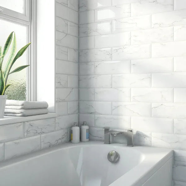 Carrara Marble Metro XL Gloss Wall Tiles 10x30cm – Metro Tiles