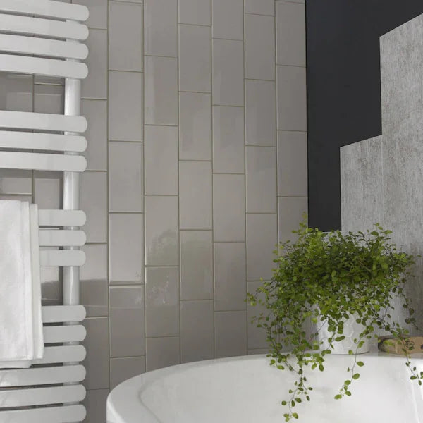 Metro Mid Grey Flat Gloss 10x20cm - Metro Tiles