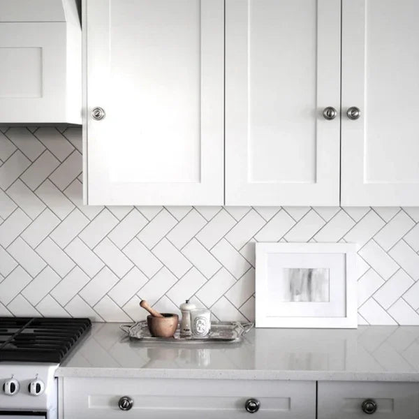 Mini Metro White Matt Flat 7.5x15cm - Metro Tiles