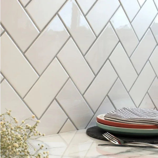 Mini Metro White Gloss Flat 7.5x15cm - Metro Tiles