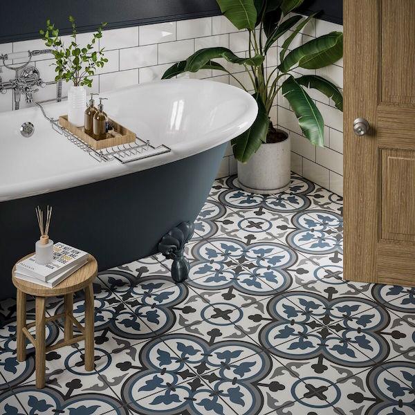 Monaco Blue Patterned Wall And Floor Tiles 25x25cm - Metro Tiles