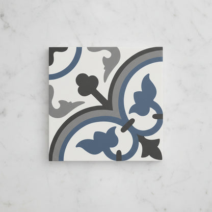 Monaco Blue Patterned Wall And Floor Tiles 25x25cm - Metro Tiles